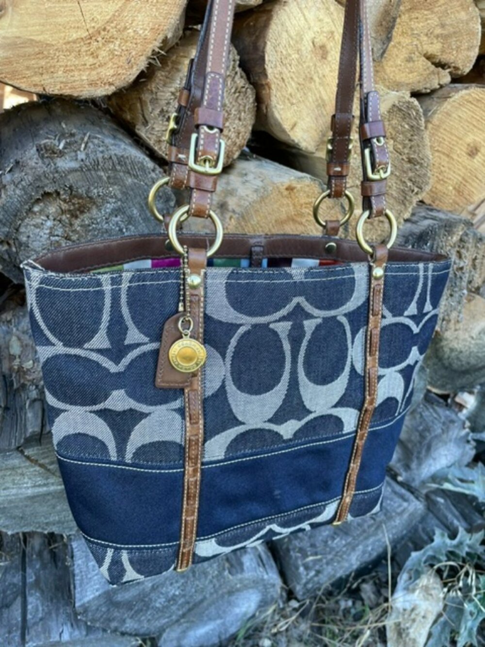 Coach denim legacy tote 11179
